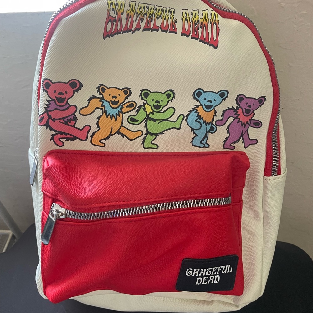 Grateful Dead Red and White Backpack with Dancing Bears.  FIRM
ON PRICE
